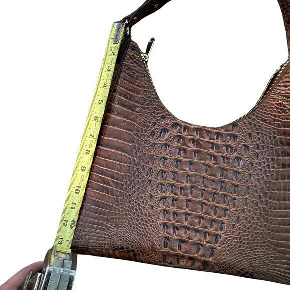 Brahmin Tabitha Croc Embossed Leather Shoulder Bag - Picture 3 of 7